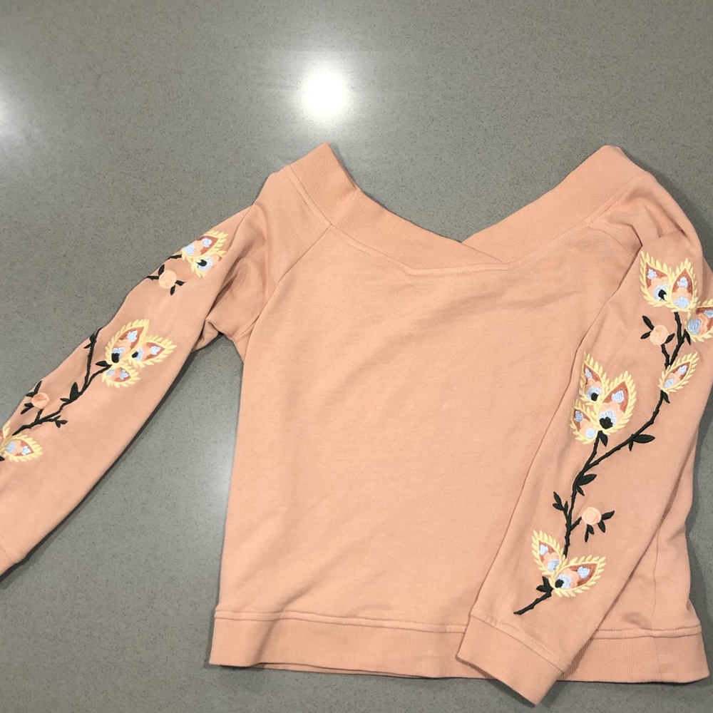 3/4 sleeve embellished sweater